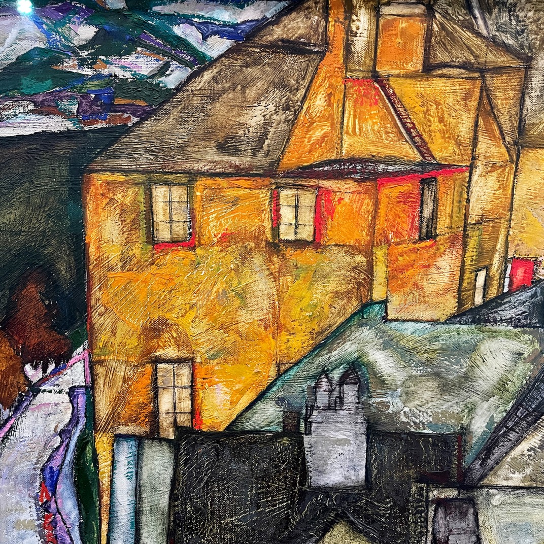 Полумесяц домов (городок на острове), 1915 (холст, масло), фрагмент