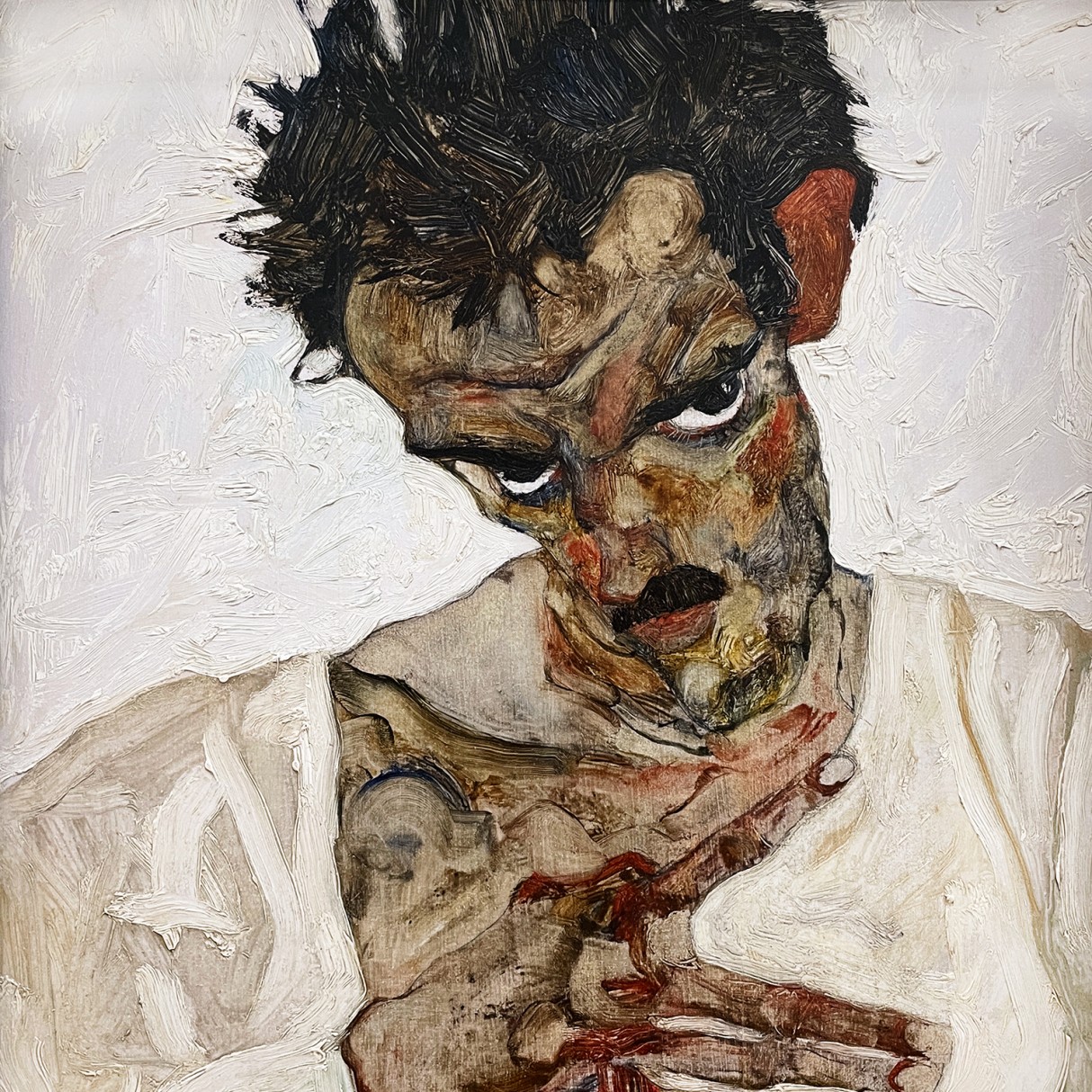 Эгон Шиле — Автопортрет с наклоненной головой, 1912 (холст, масло)