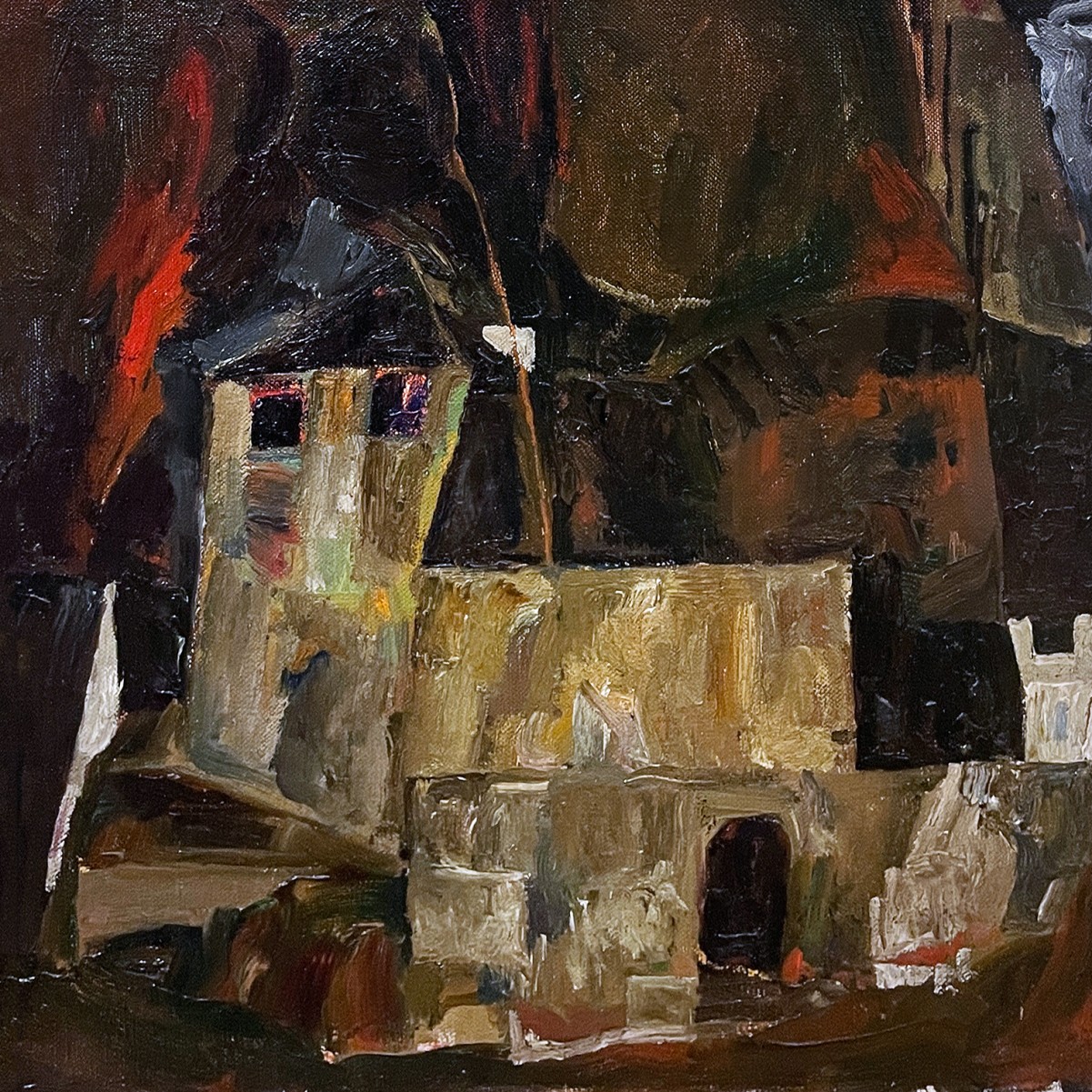 Эгон Шиле — Дом и стена в холмистой местности, 1911 (холст, масло)