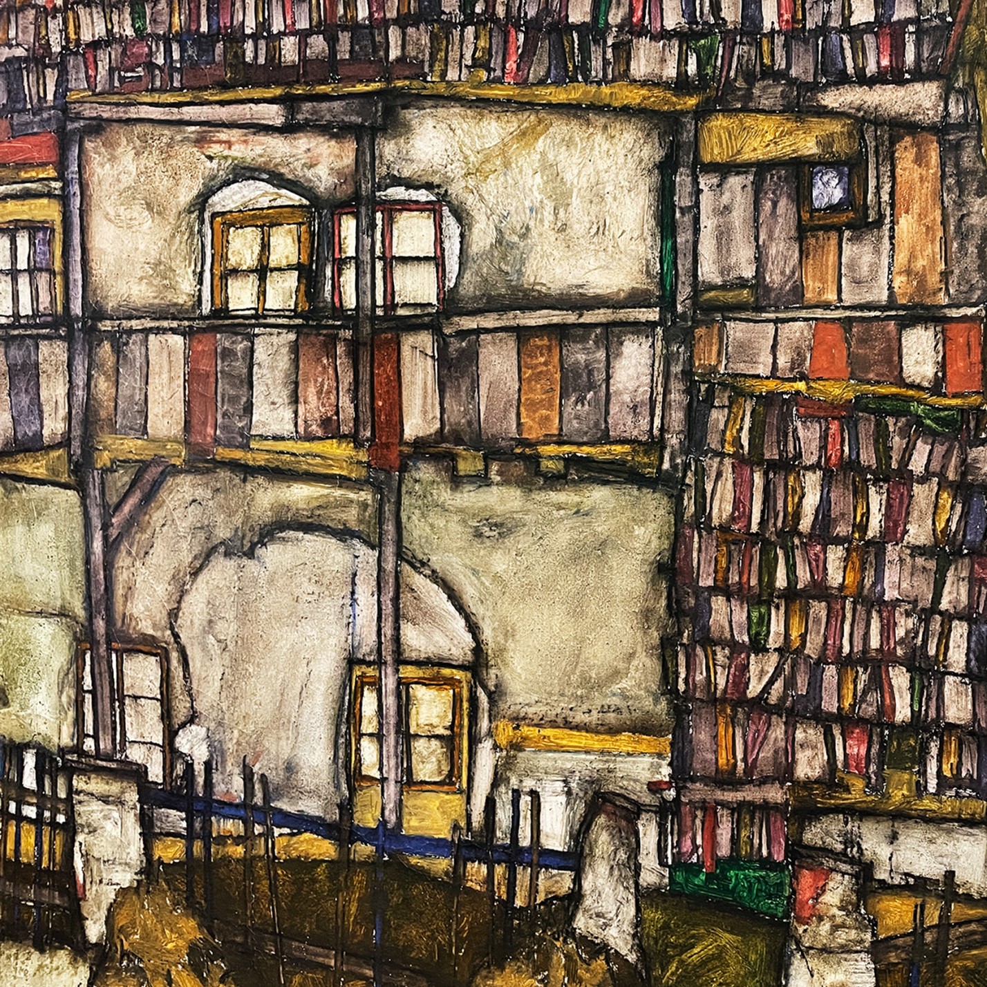 Эгон Шиле — Дом с гонтовой крышей (Старый дом II), 1915 (холст, масло), фрагмент