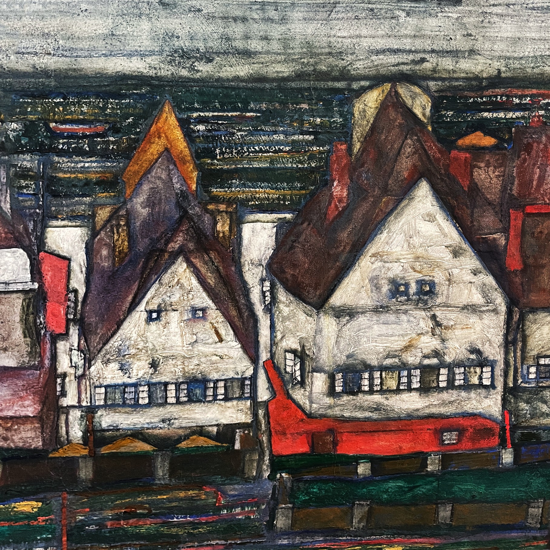 Эгон Шиле — Дома у моря (Ряд домов), 1914 (холст, масло), фрагмент