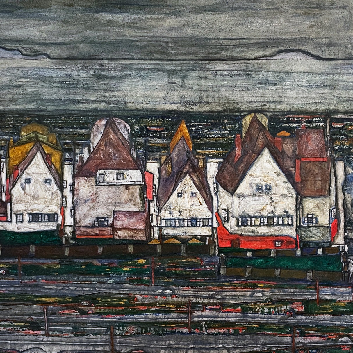 Эгон Шиле — Дома у моря (Ряд домов), 1914 (холст, масло)