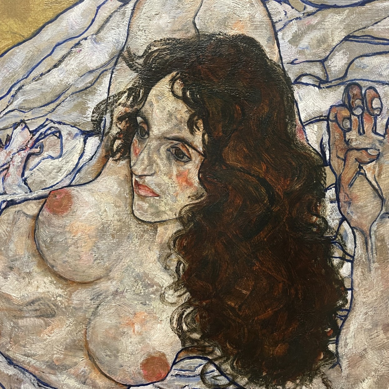 Эгон Шиле — Лежащая женщина, 1917 (холст, масло), фрагмент