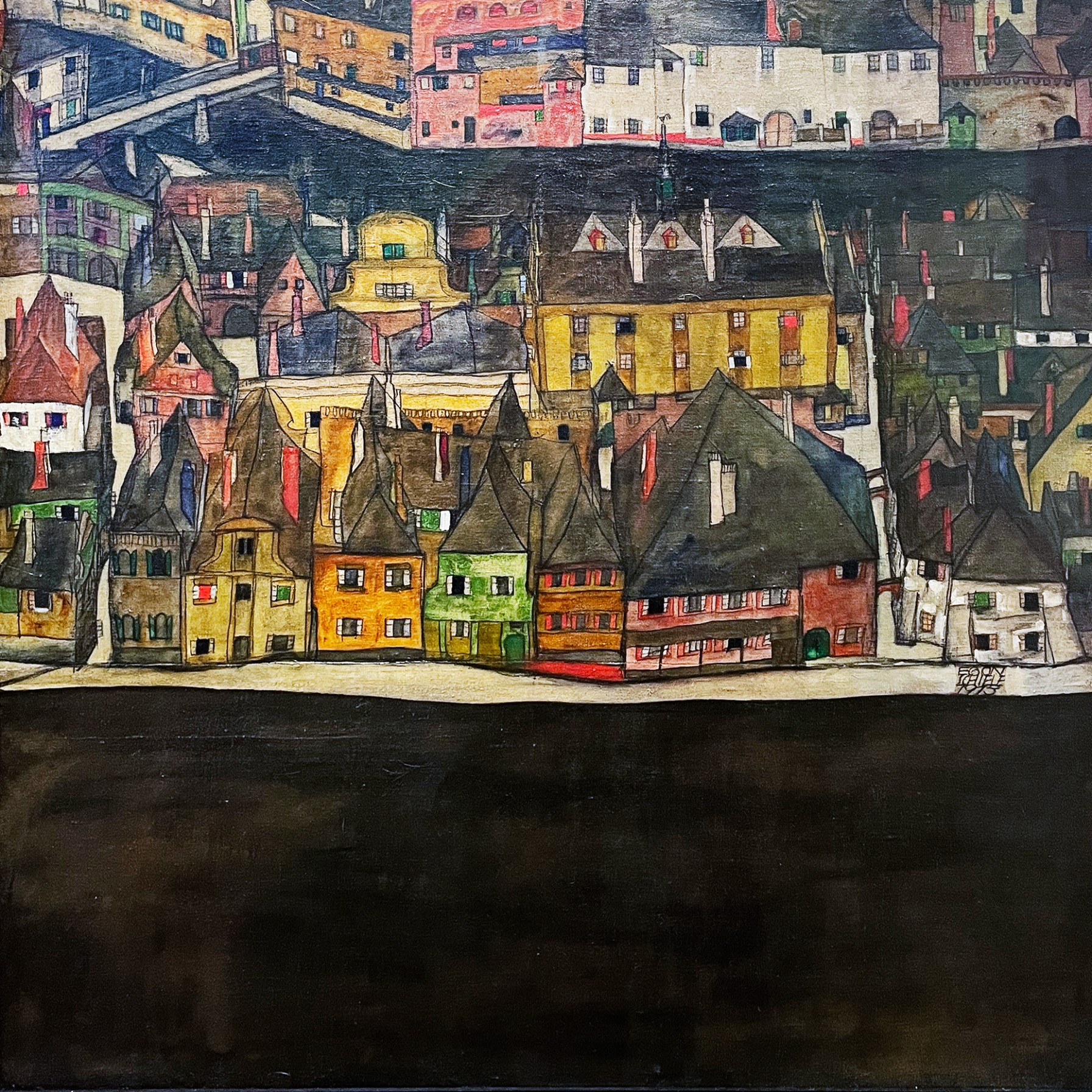 Эгон Шиле — Маленький город III (холст, масло, карандаш), 1913