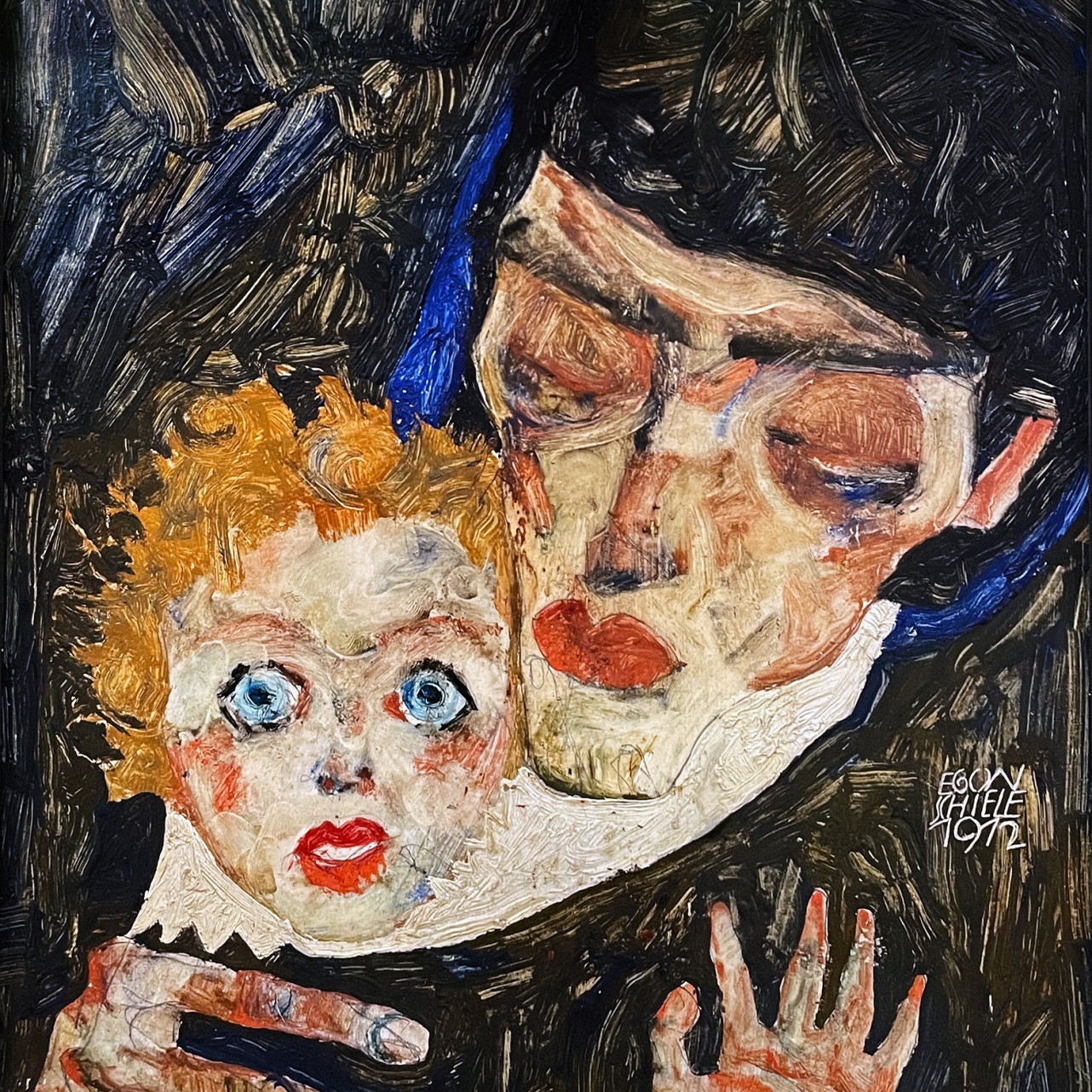 Эгон Шиле — Мать и дитя, 1912 (холст, масло)