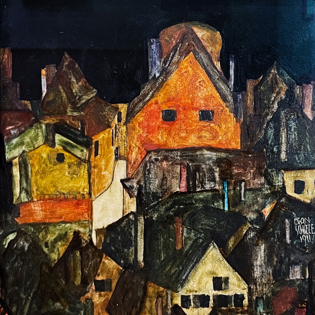 Эгон Шиле — Ночной Крумау (Мертвый город II), 1911 (холст, масло)