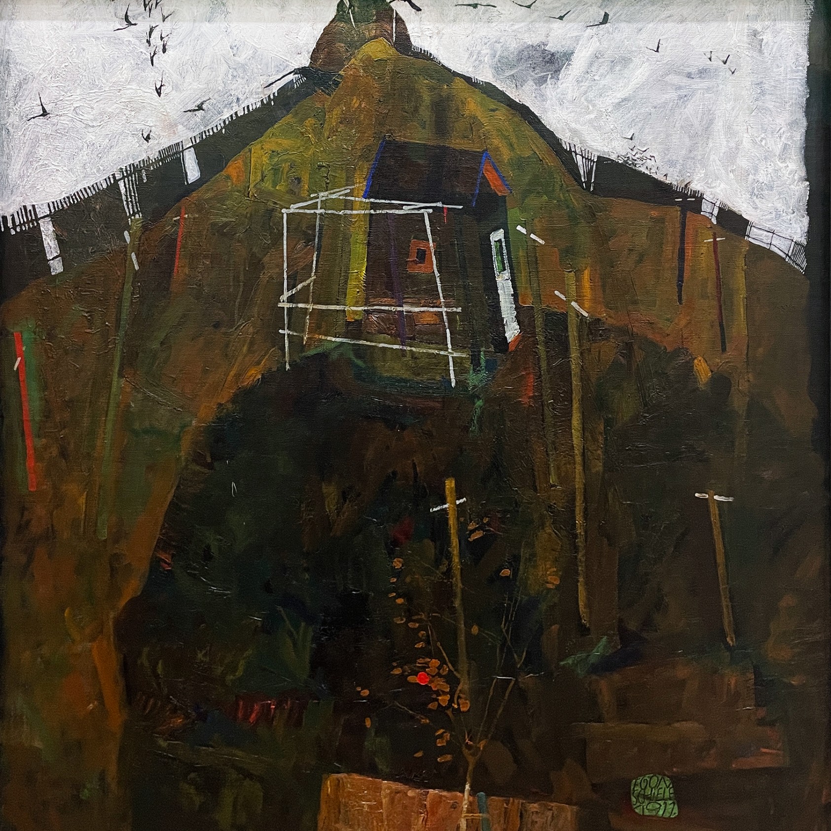 Эгон Шиле — Пейзаж с воронами, 1911 (холст, масло)