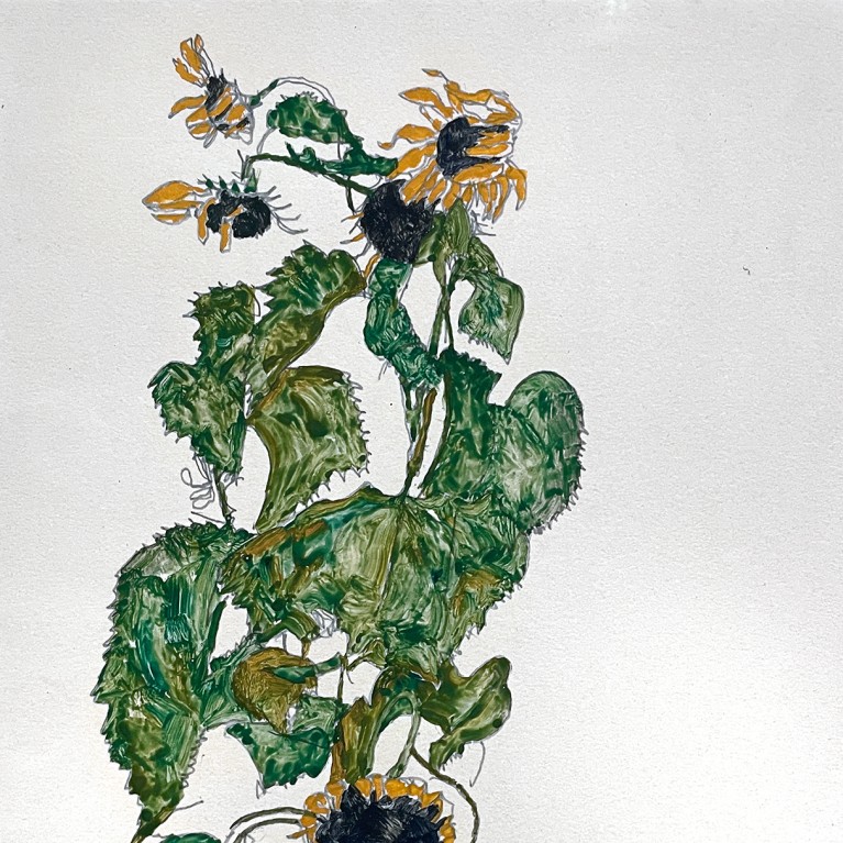 Эгон Шиле — Подсолнухи, 1917