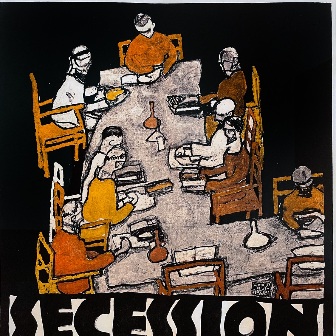 Эгон Шиле — Тафельрунде. Афиша 49-й выставки Венского Сецессиона, 1918 (литография по бумаге)