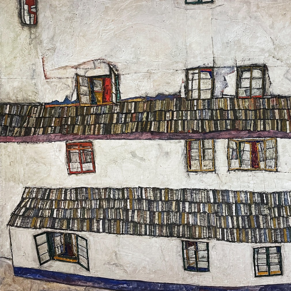 Эгон Шиле — Фасад дома (Окна), 1914 (холст, масло)