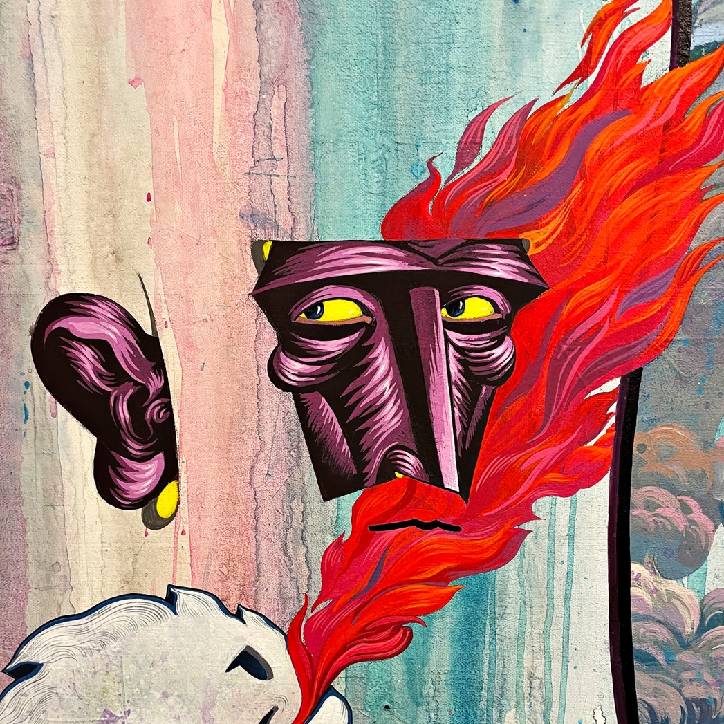 Егор Субботин — Пожар. Серия Объект наблюдения, фрагмент, 2022 (холст, акрил)