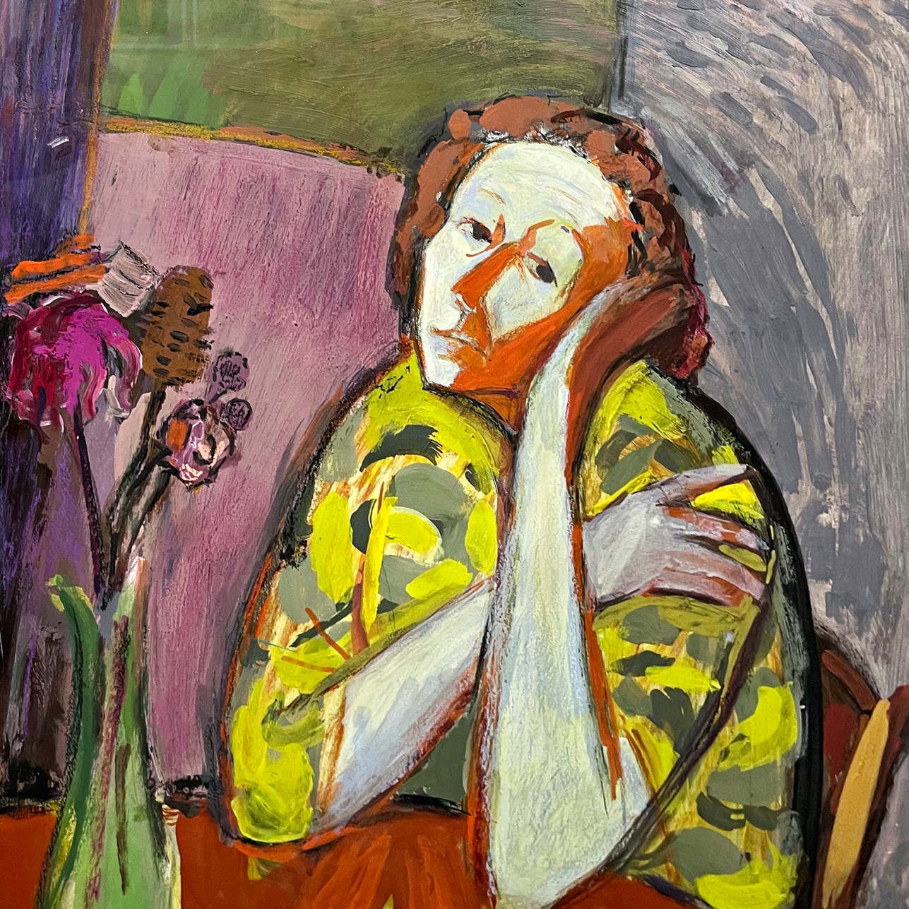 Елена Натаревич — Автопортрет, 2021 (бумага, акрил, пастель)