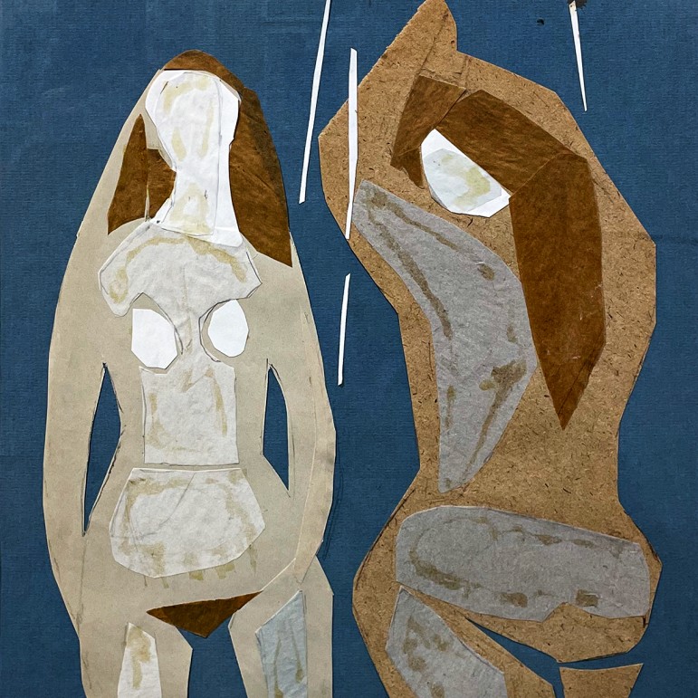 Елена Натаревич — Под душем 1, 2017 (бумага, коллаж)