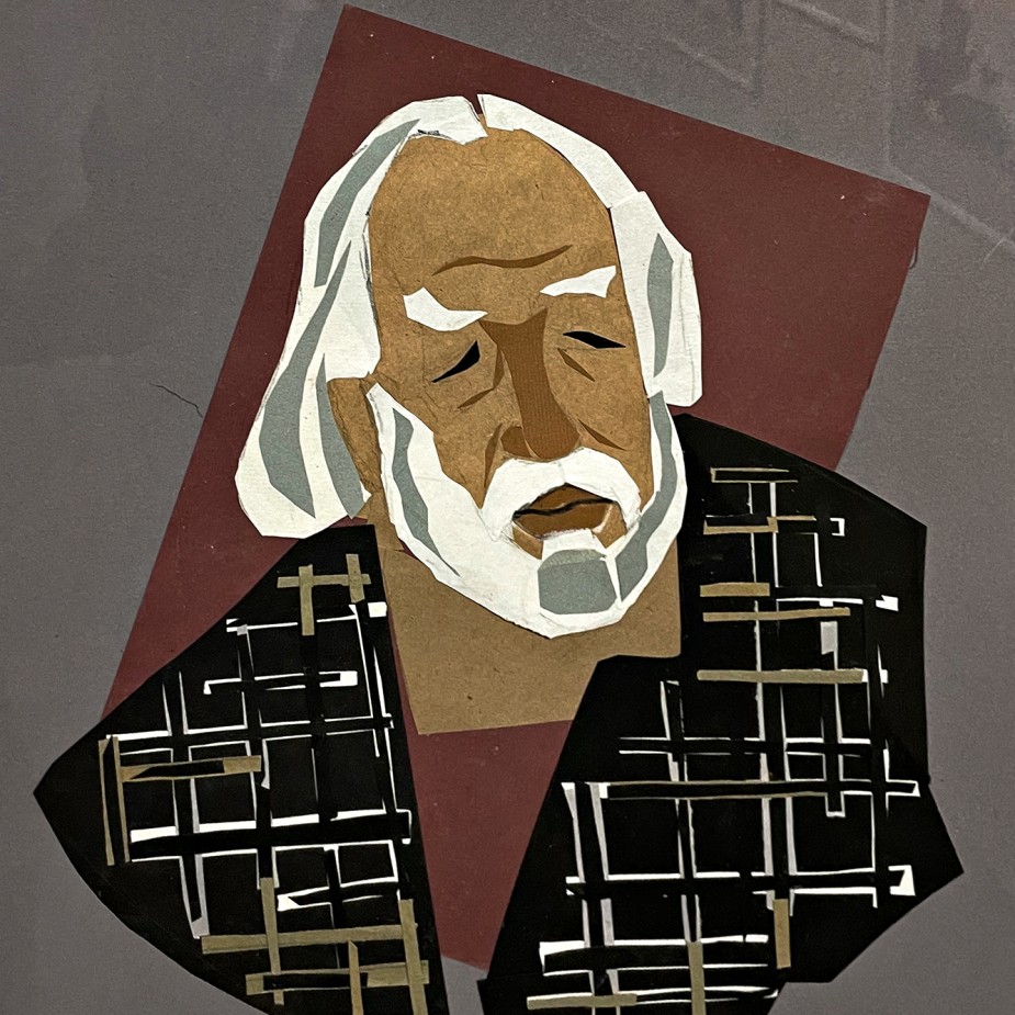 Елена Натаревич — Портрет Дмитрия Вайнмана, 2023 (картон, коллаж)