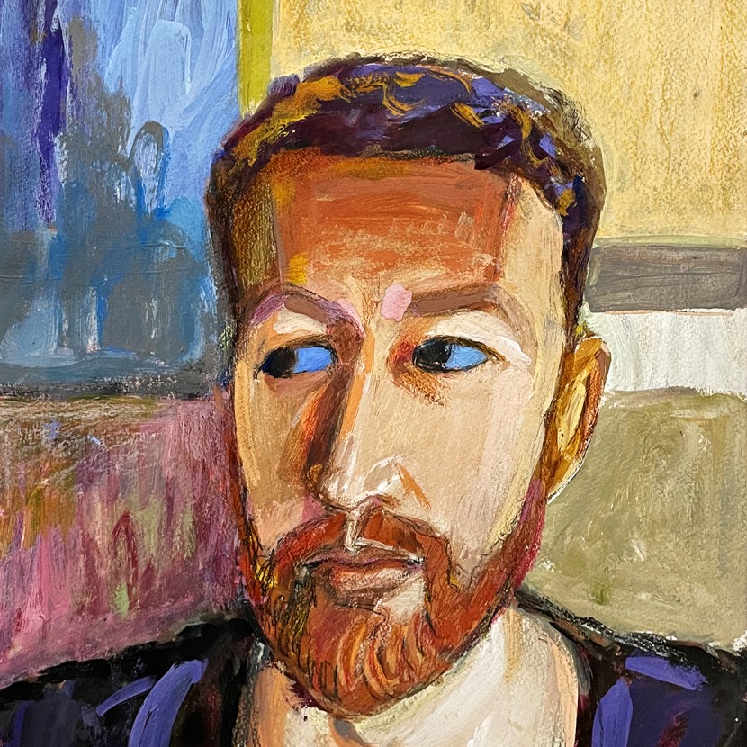 Елена Натаревич — Портрет сына. Матвей, 2023 (бумага, акрил)