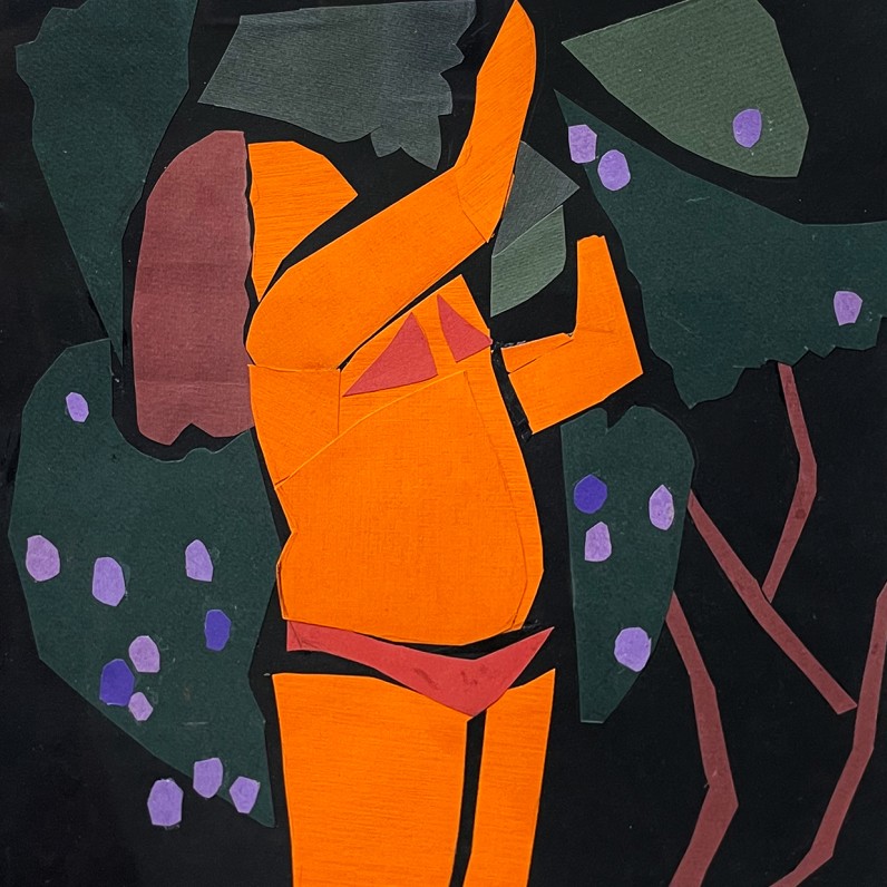 Елена Натаревич — Сбор слив, 2014 (бумага, коллаж)