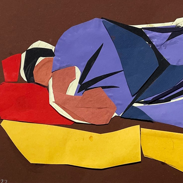 Елена Натаревич — Спящие 1, 2022 (картон, коллаж)