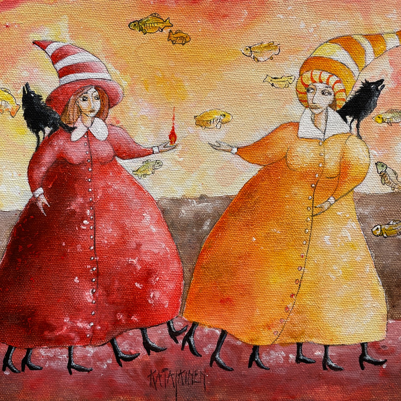 Аймо Катаяйнен — Черные собаки IV, 2021 (холст, акрил) Финляндия