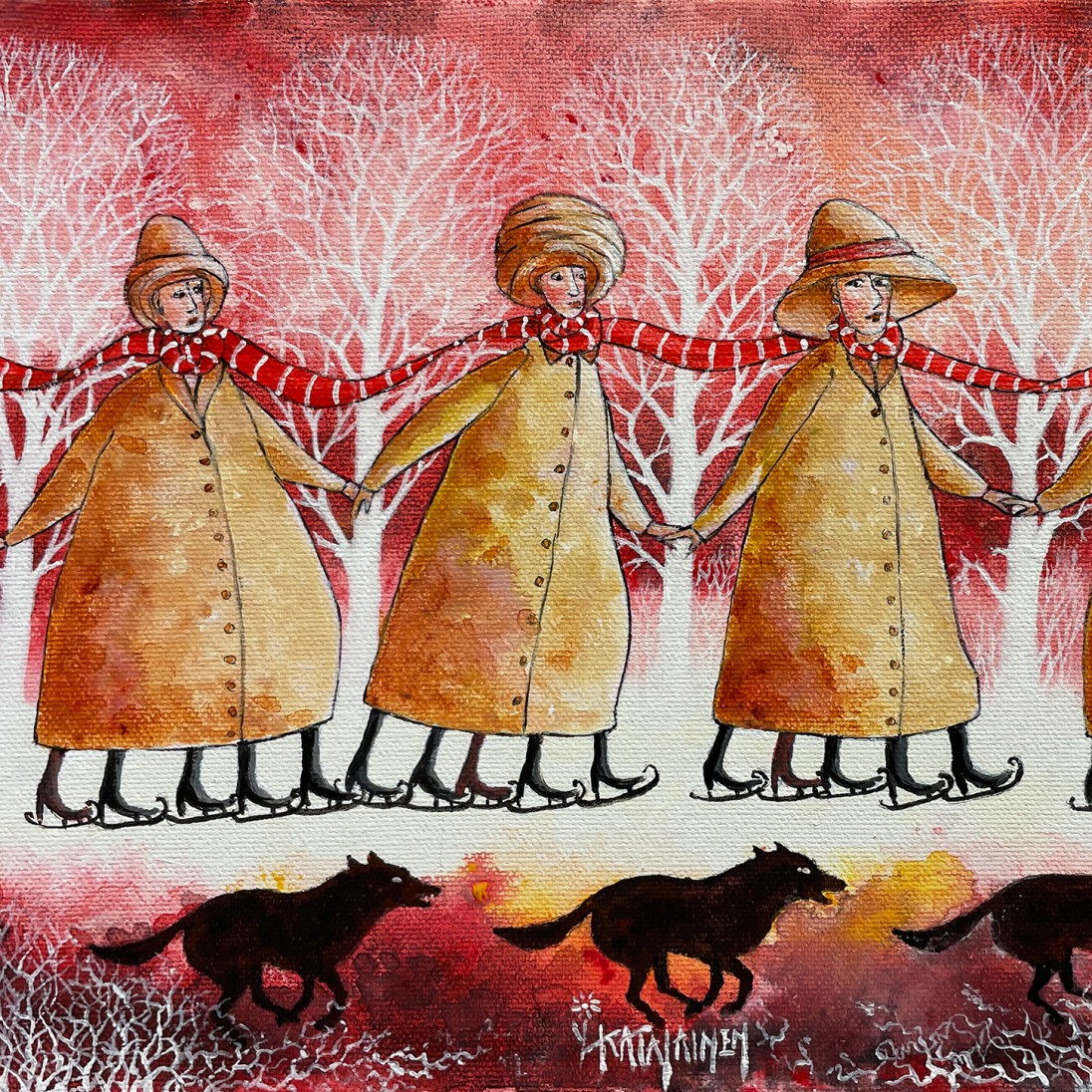 Аймо Катаяйнен — Черные собаки IX, 2021 (холст, акрил) Финляндия