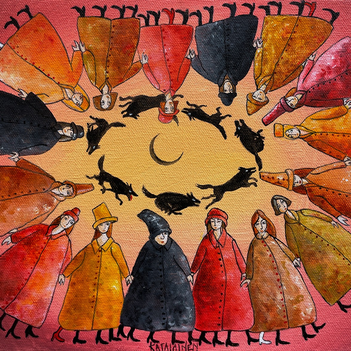 Аймо Катаяйнен — Черные собаки V, 2021 (холст, акрил) Финляндия