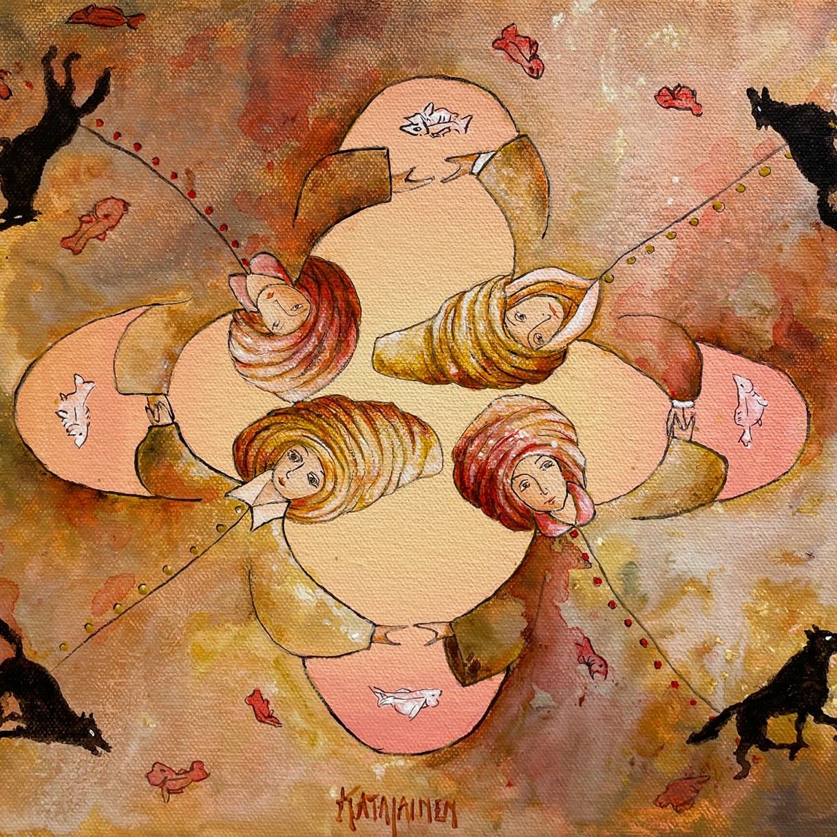 Аймо Катаяйнен — Черные собаки VI, 2021 (холст, акрил) Финляндия