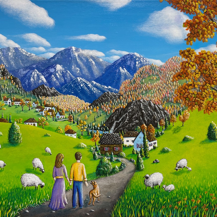 Виктория Мильгальтер — Под золотыми листьями, 2018 (холст, акрил) Финляндия