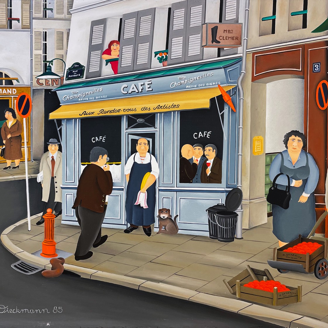 Генри Дикман — Парижская сцена, 1985 (доска, масло) Германия