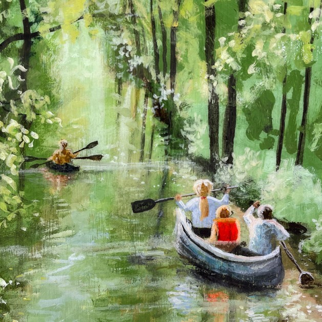 Олаф Ульбрихт — Плавание в весеннем лесу (фрагмент), 2023 (доска, акрил) Германия