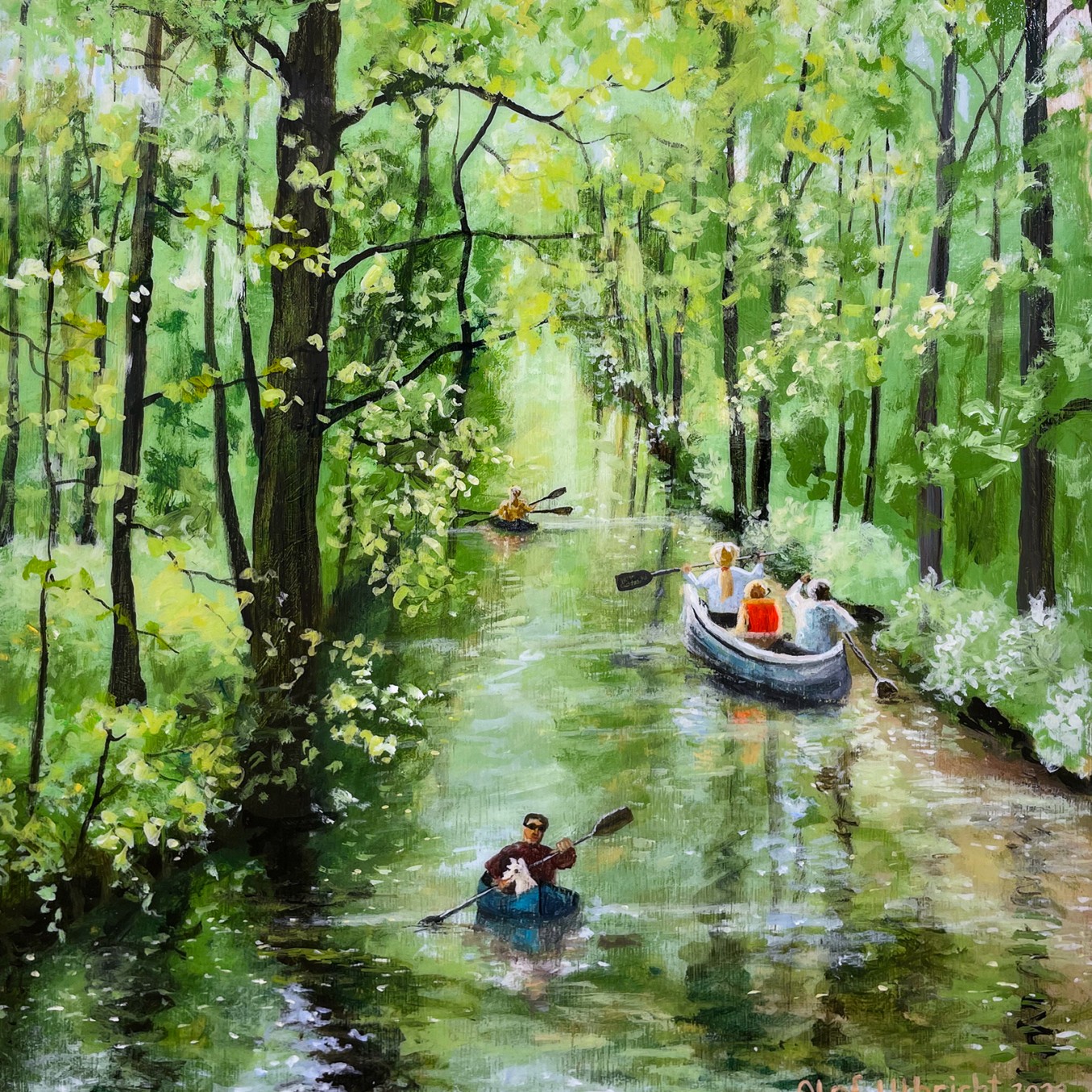 Олаф Ульбрихт — Плавание в весеннем лесу, 2023 (доска, акрил) Германия