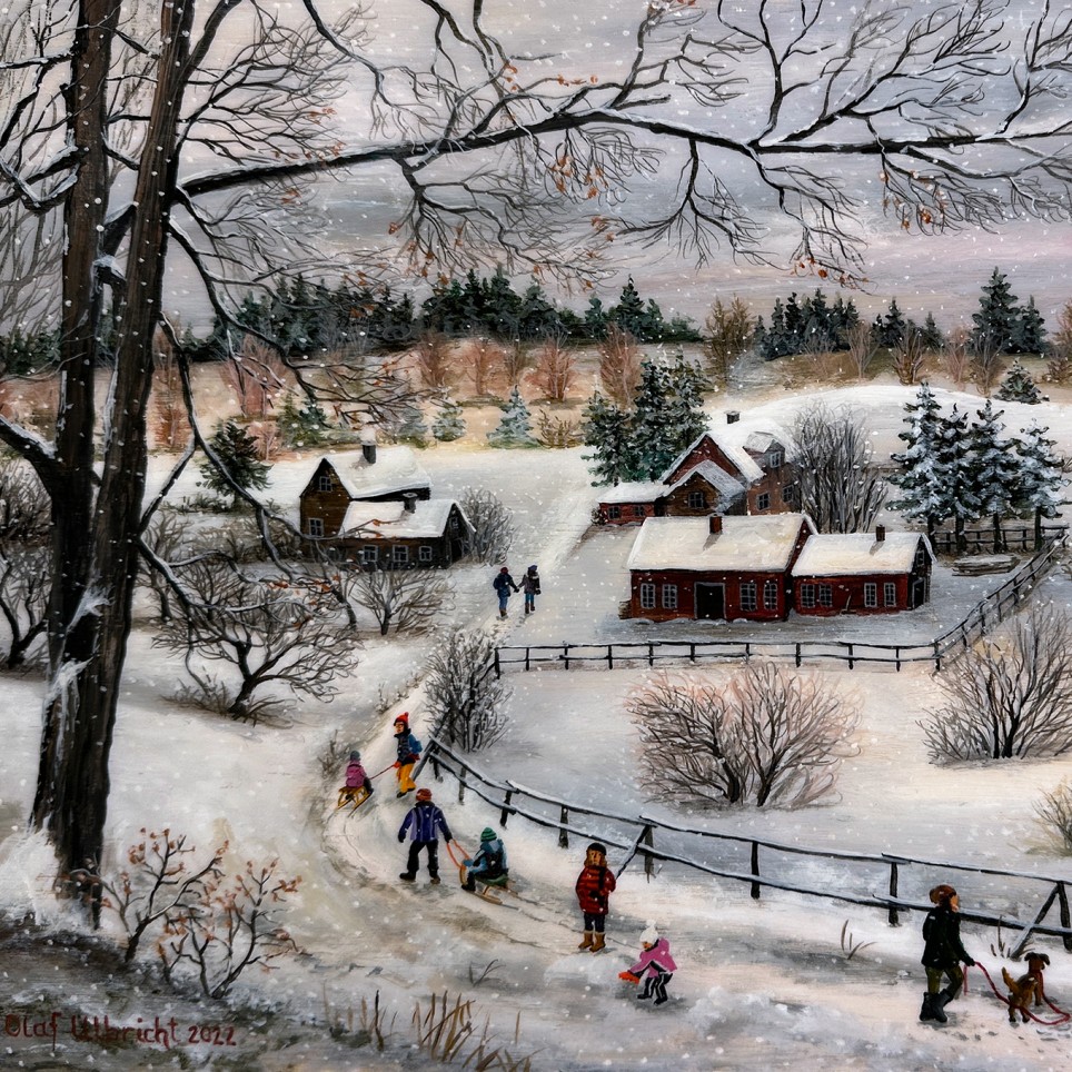 Олаф Ульбрихт — Снегопад, 2022 (доска, акрил) Германия