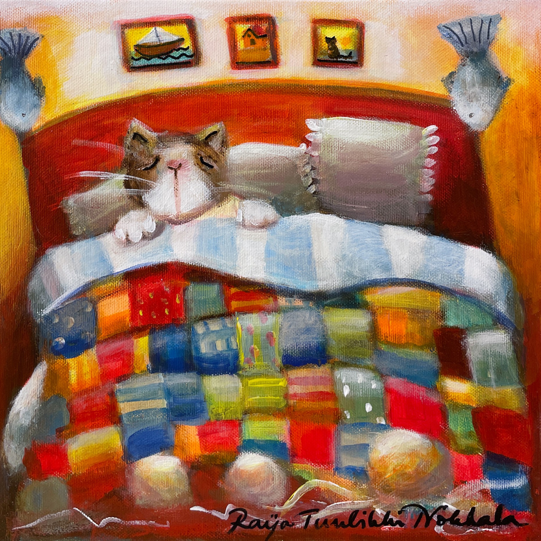 Рая Ноккала — Первый в постели, 2021 (холст, акрил) Финляндия