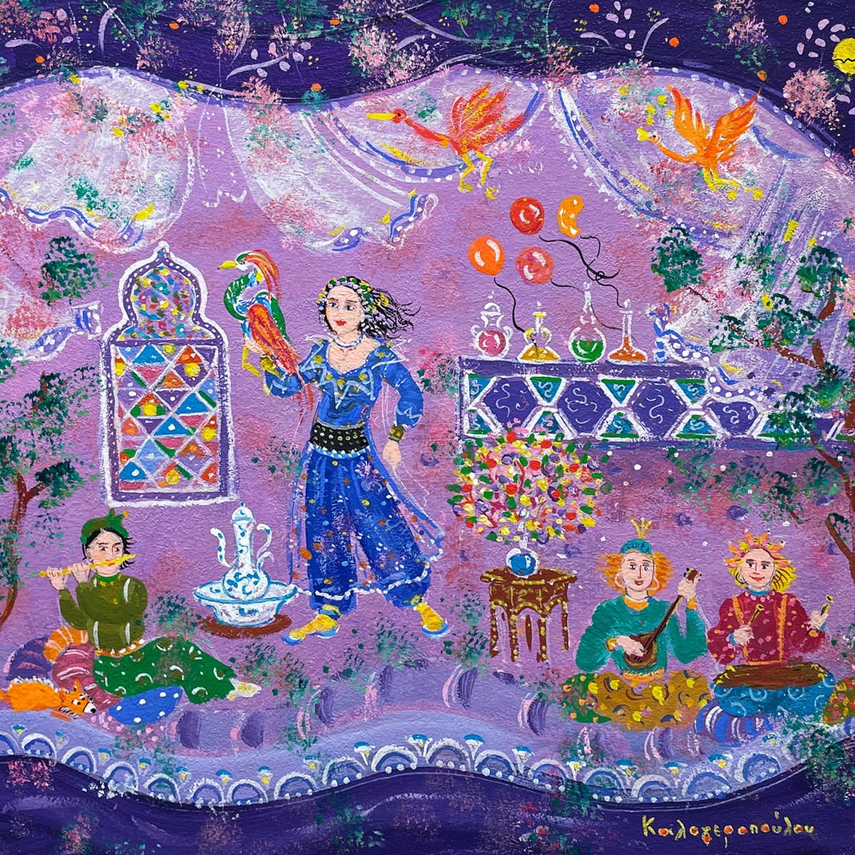 София Мазараки Калогеропулу — Папагена (Фолшебная флейта), 2017 (холст, акрил) Греция