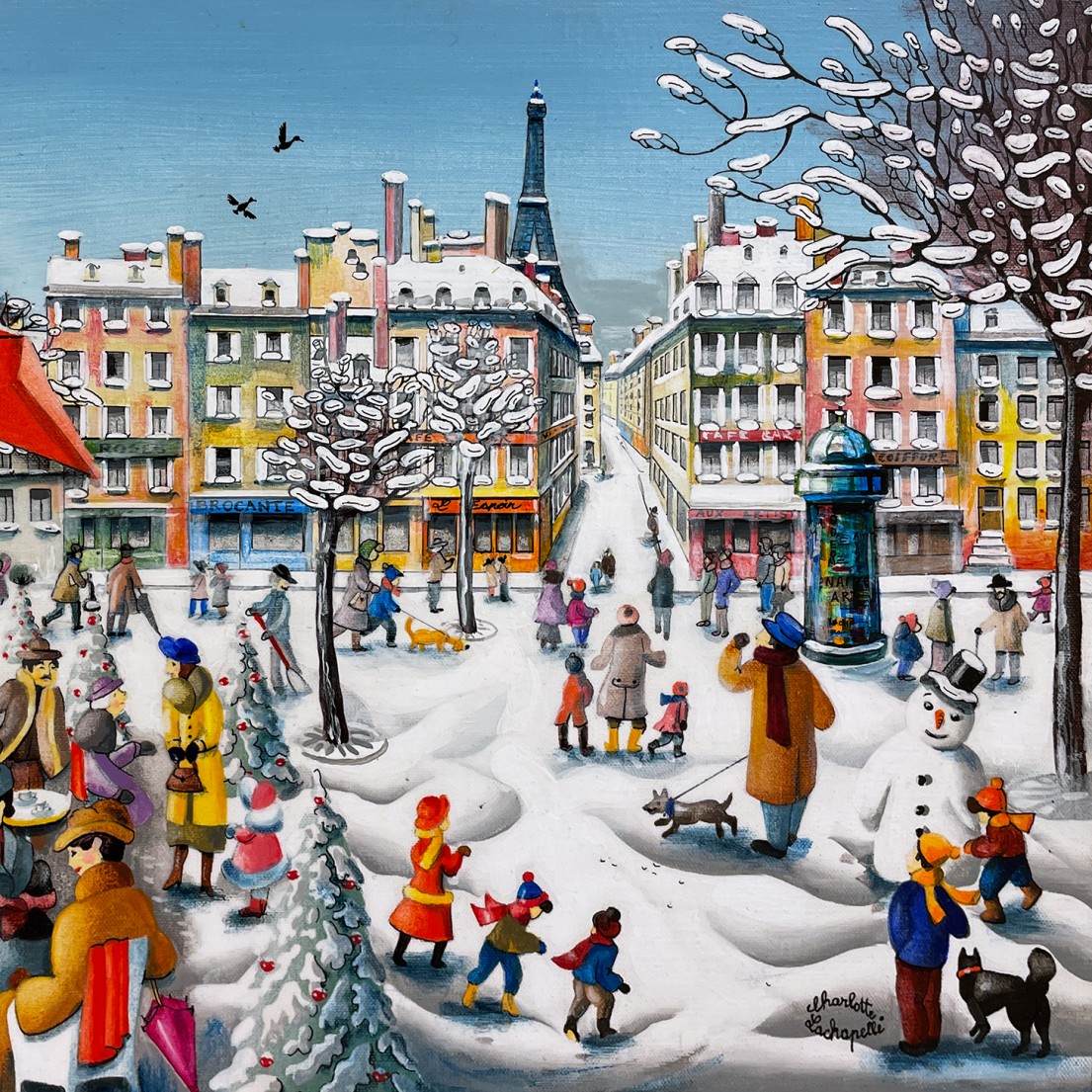 Шарлотта Ляшапель — Зимний вечер в Париже, 2018 (холст, акрил) Франция