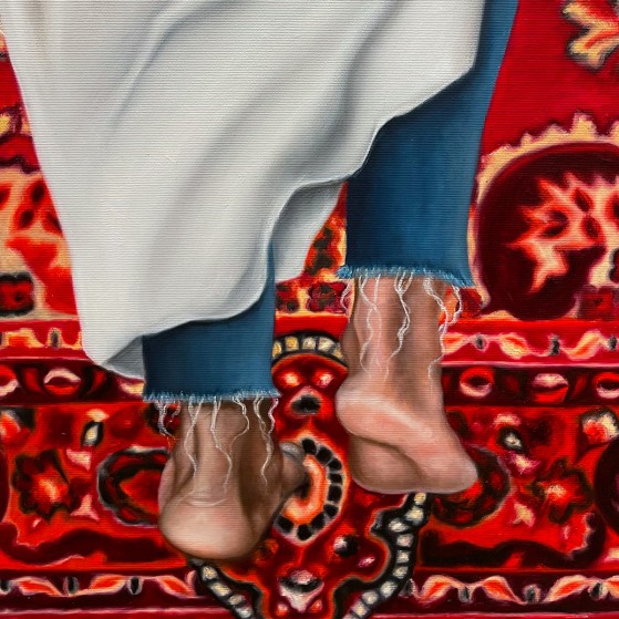 Фатима Абу Руми — Два осла, 2022 (холст, масло) фрагмент