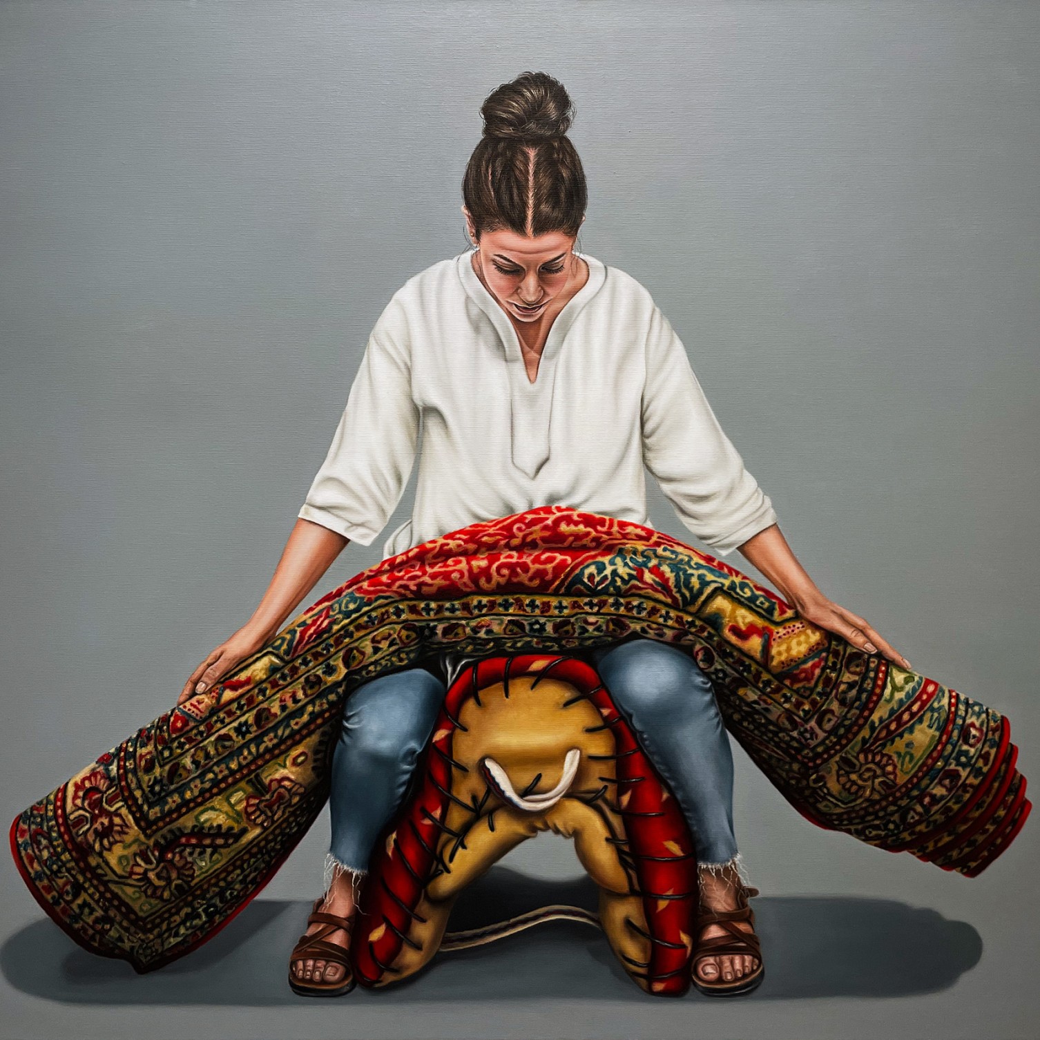 Фатима Абу Руми — Два осла, 2023 (холст, масло)