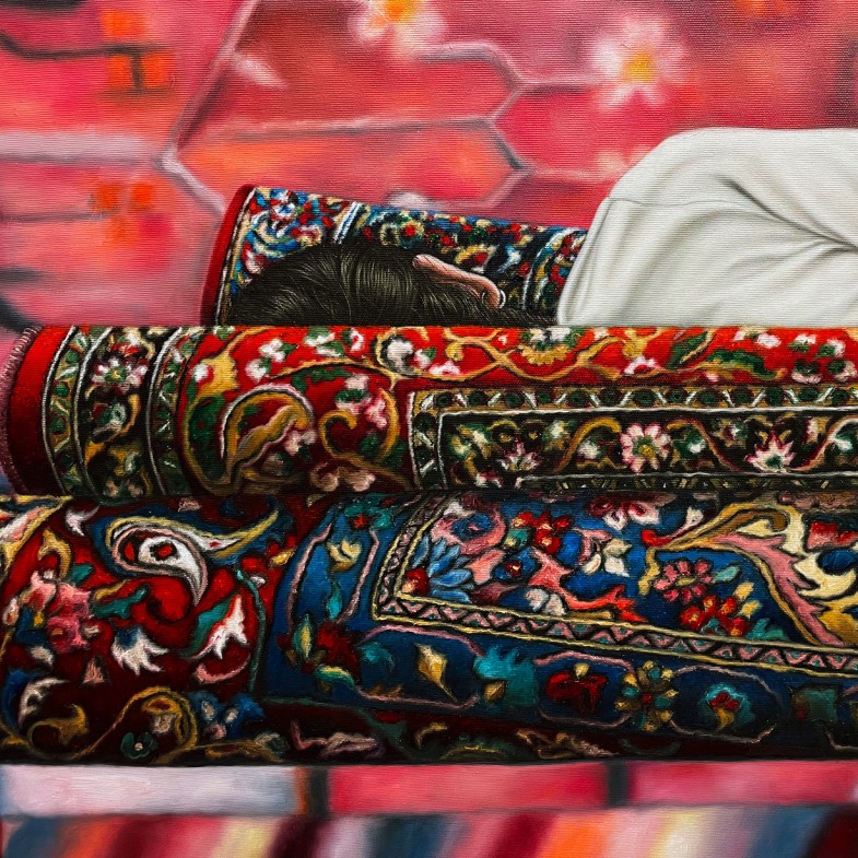 Фатима Абу Руми — Дома (фрагмент), 2024 (холст, масло)