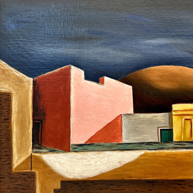 Никос Хацикириакос-Гика — Афинские дома, 1927-1928 (холст, масло)