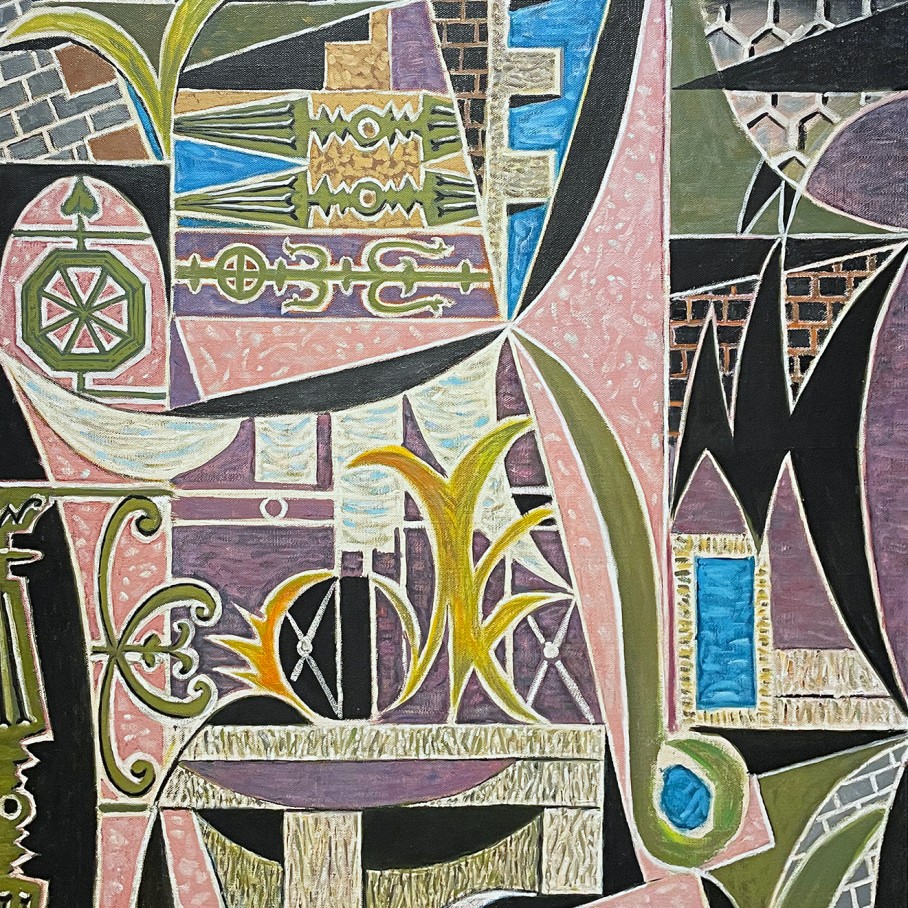 Никос Хацикириакос-Гика — Балкон с горизонтальными пилястрами, 1954 (холст, масло)