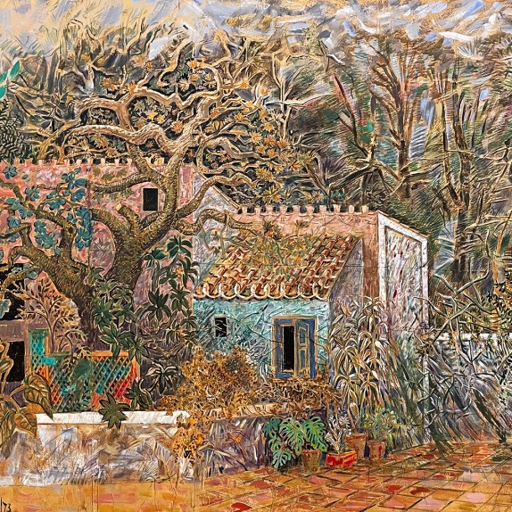 Никос Хацикириакос-Гика — Кифисия, фрагмент, 1973 (бумага, акрил)