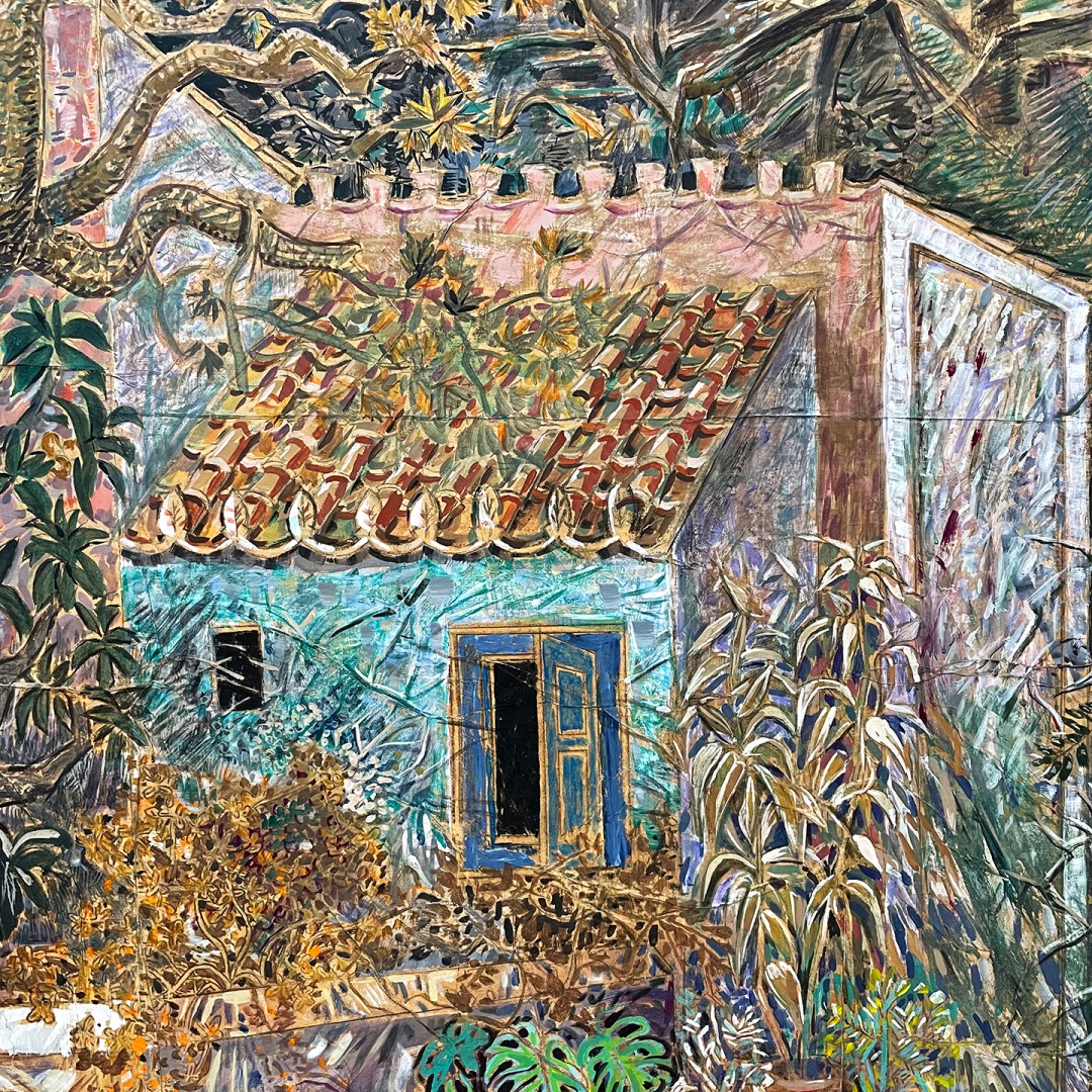 Никос Хацикириакос-Гика — Кифисия, фрагмент, 1973 (бумага, акрил)