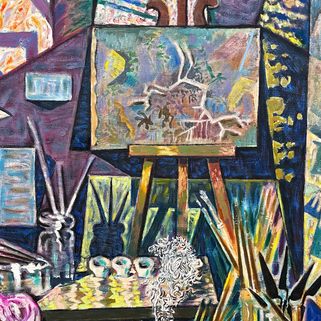 Никос Хацикириакос-Гика — Мастерская, фрагмент, 1960 (холст, масло)