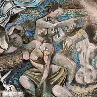 Никос Хацикириакос-Гика — Мифические существа у моря, 1971 (холст, масло)