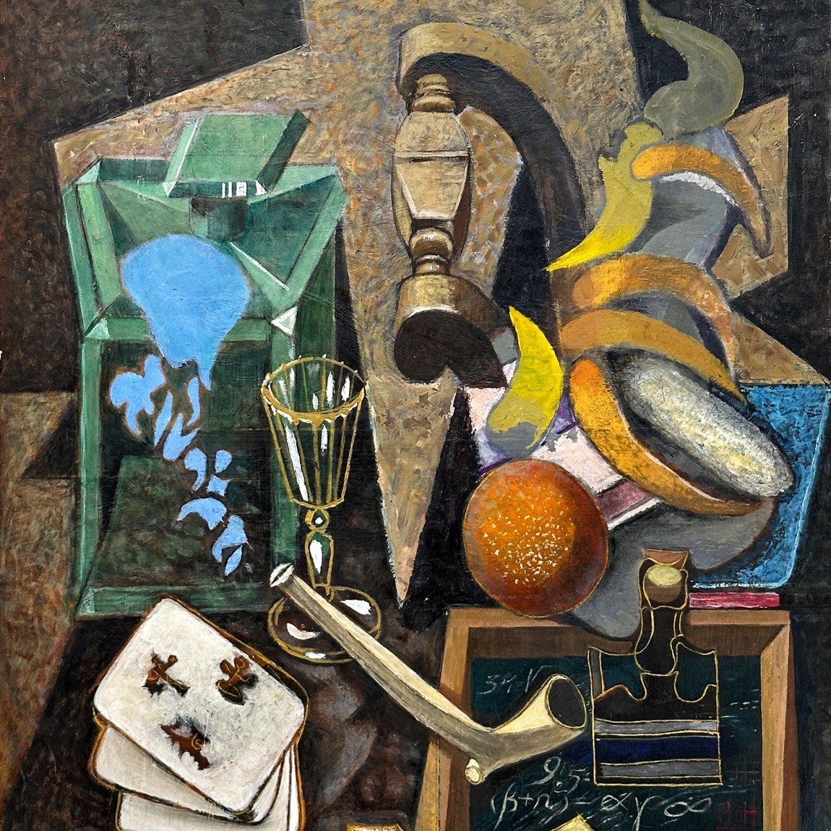 Никос Хацикириакос-Гика — Натюрморт с игральными картами, 1946 (холст, масло)