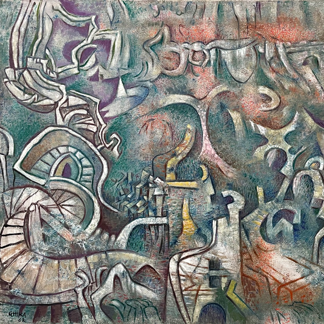 Никос Хацикириакос-Гика — Отблески огня, 1962 (холст, масло)