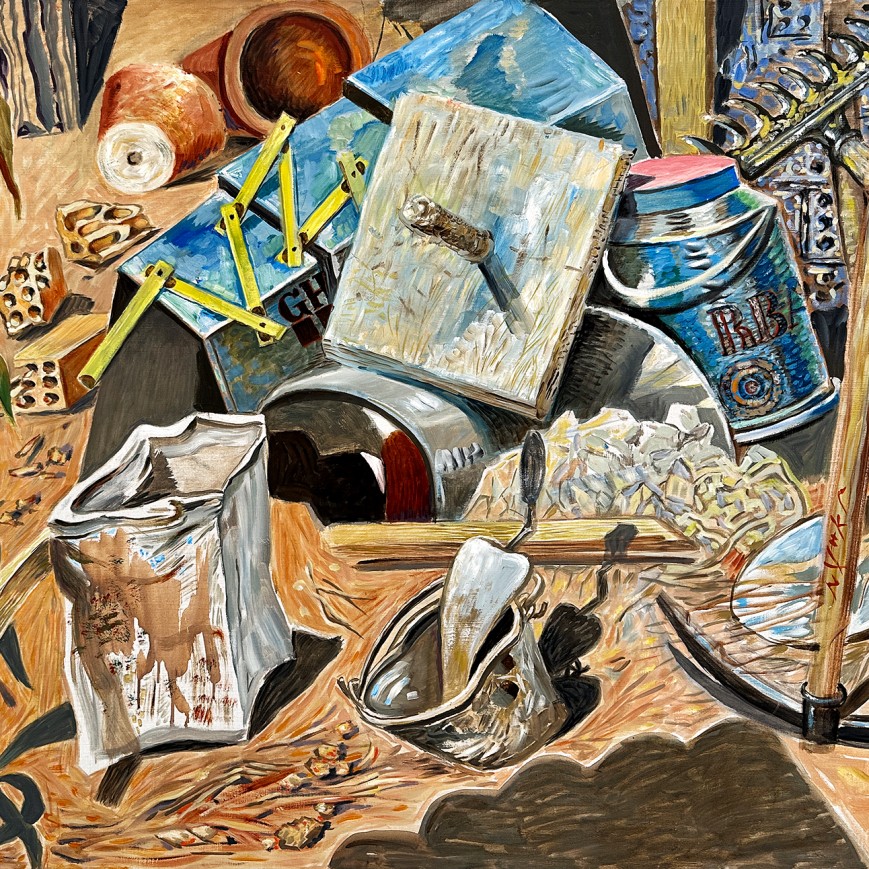 Никос Хацикириакос-Гика — Строительные инструменты, 1975 (холст, акрил)