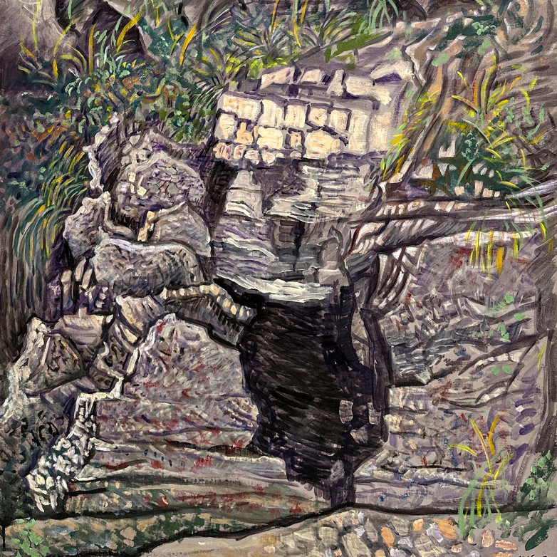 Никос Хацикириакос-Гика — Чёрная пещера, 1980 (холст, акрил)