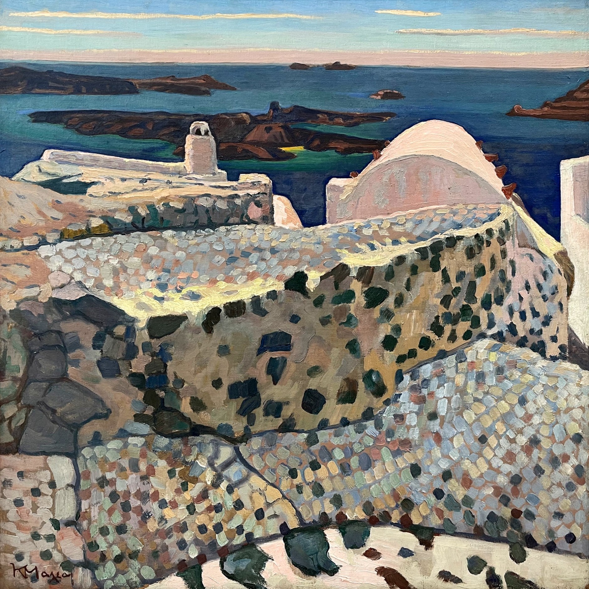 Константинос Малеас — Санторини. Вид из Меровигли, 1925 (холст, масло)