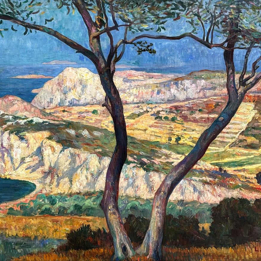 Ликургос Кожевинас — Пейзаж с Керкиры (Корфу), 1920 (холст, масло)