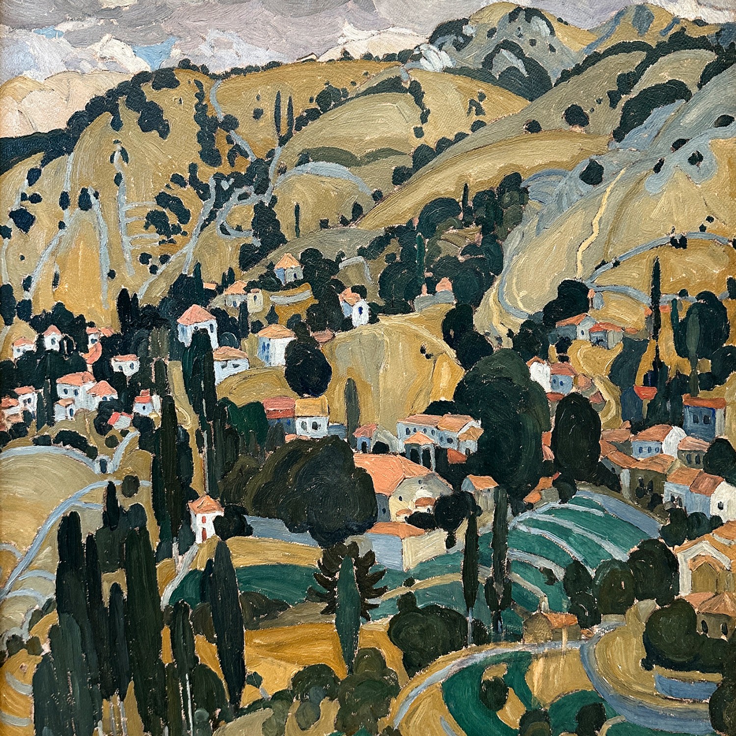 Спирос Папалукас — Деревня Камено на Лесбосе, 1925 (холст, масло)
