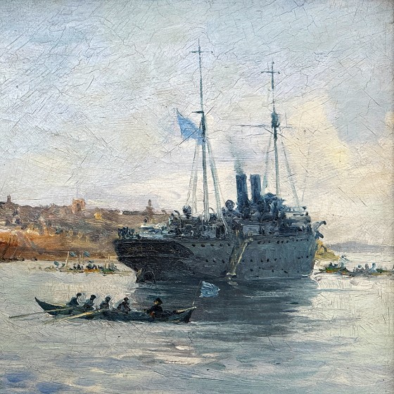 Василейос Хацис — Гавань Кавалы, 1913 (холст, масло)
